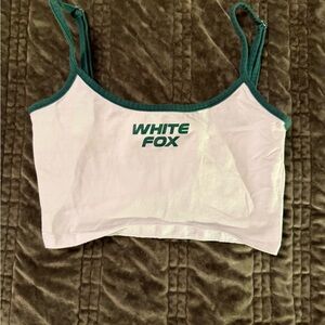 White Fox Boutique Green and White Crop Top